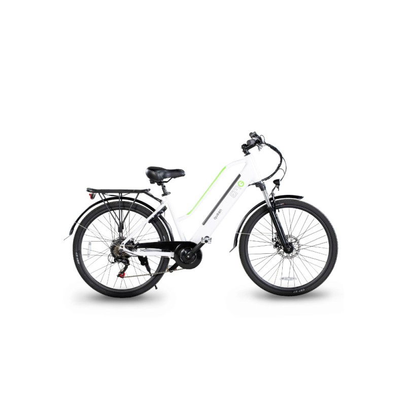 EMG QUEEN CITYBIKE BICICLETTA 26" ALLUM. BATT.10AH INT. BIANCO