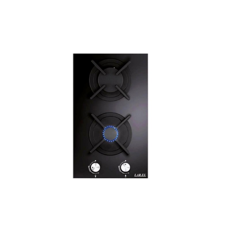 LAREL PIA.L828GN PIANO COTTURA 2 FUOCHI COMANDI FRONTALI VETRO NERO