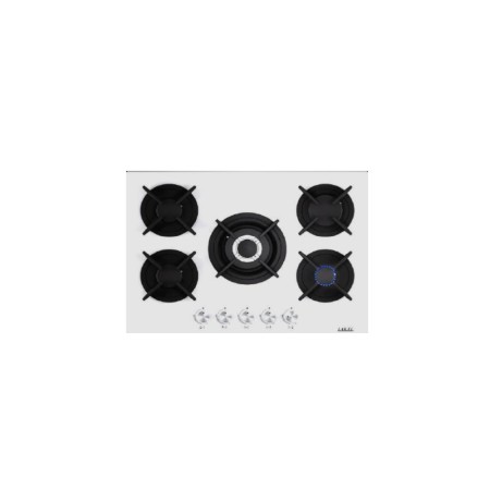 LAREL PIA.L858GB PIANO COTTURA BIANCO 75 CM 5 FUOCHI IN VETRO TEMP