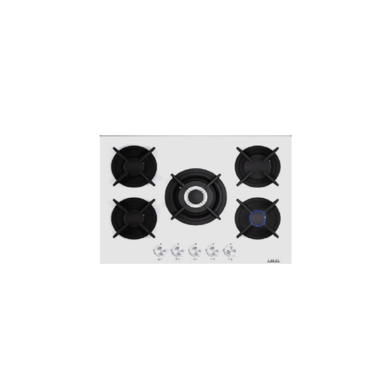 LAREL PIA.L858GB PIANO COTTURA BIANCO 75 CM 5 FUOCHI IN VETRO TEMP
