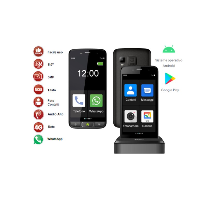 SAIET SMART SENIOR STS502 NERO - KIT CUSTODIA PROTETTIVA + GLASS