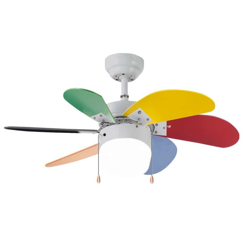 VINCO 70928 VENTILATORE DA SOFFITTO 77 CM - 6 PALE MULTICOLOR 1 LUCE