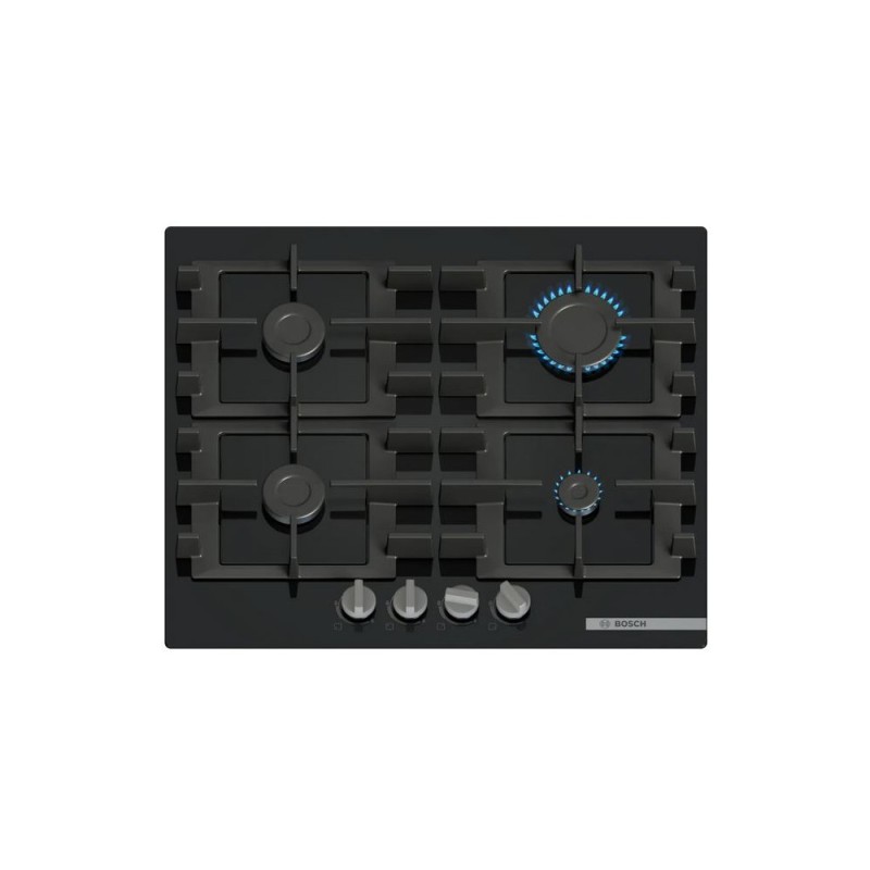 BOSCH PNP6B6K40 PIANO COTTURA GAS 4 FUOCHI VETRO TEMPERATO NERO 60 CM