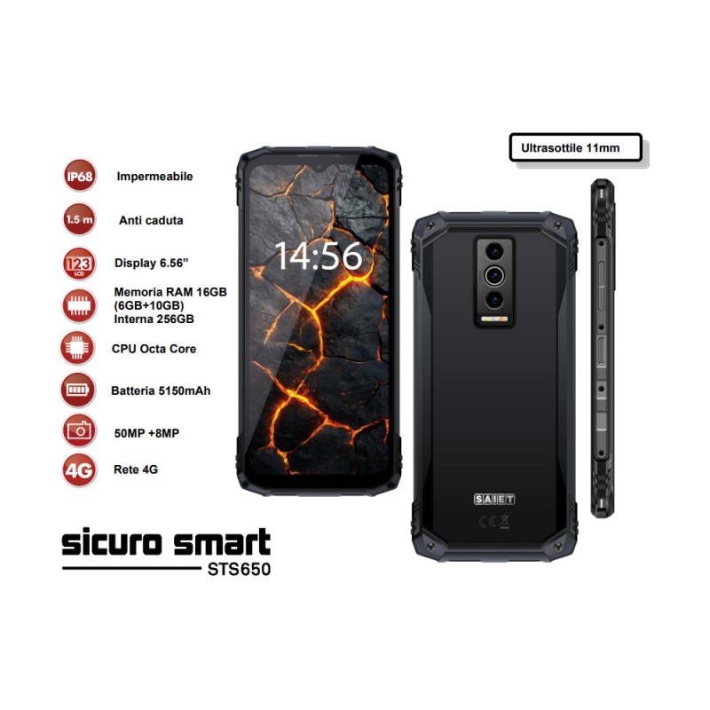 SAIET STS650 SICURO SMART SMARTPHONE RINFORZATO 4G