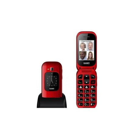 SAIET UNICO MAX ROSSO LUCIDO TELEFONO GSM DUAL BAND DOPPIO DISPLAY 2.4