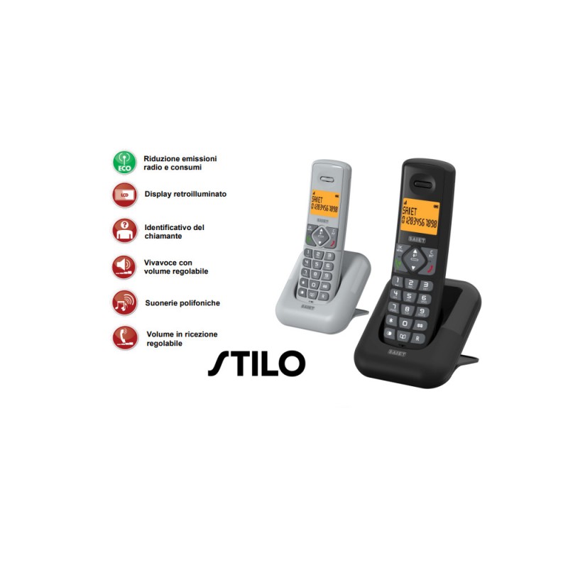 SAIET STILO CORDLESS DECT GRIGIO CHIARO